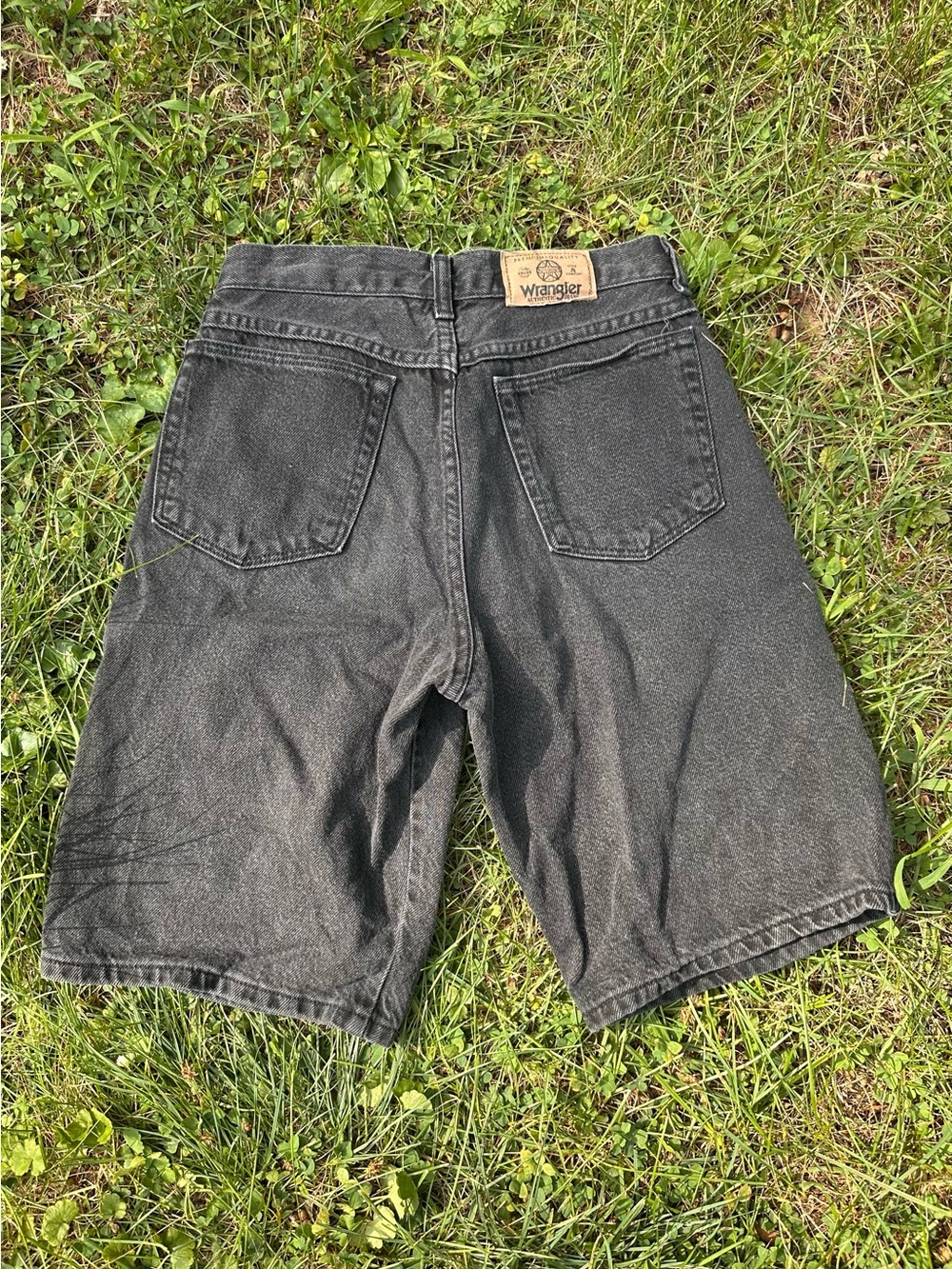 90s / Y2K Wrangler Black Denim Women's High-Rise Jort Shorts with Hemmed Edges
